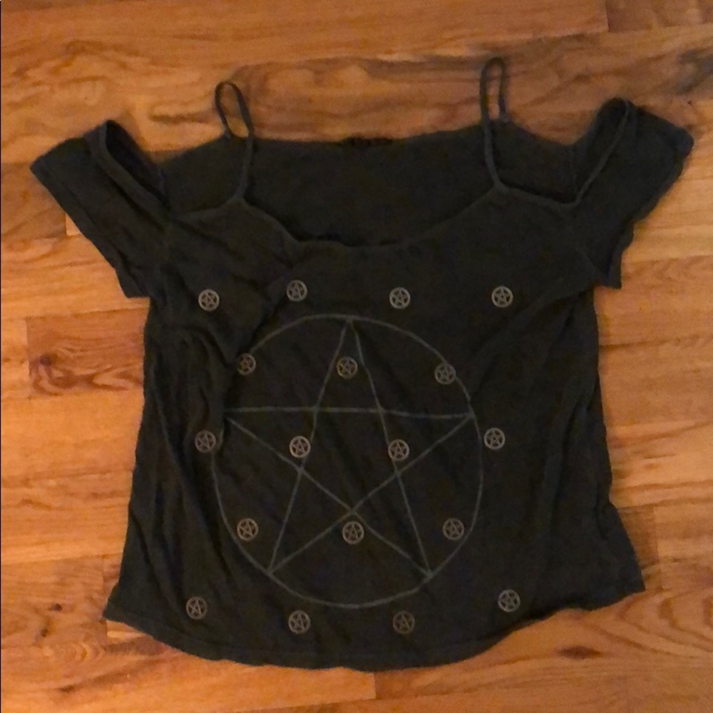 Urban Outfitters Open Shoulder Embellished T-Shirt